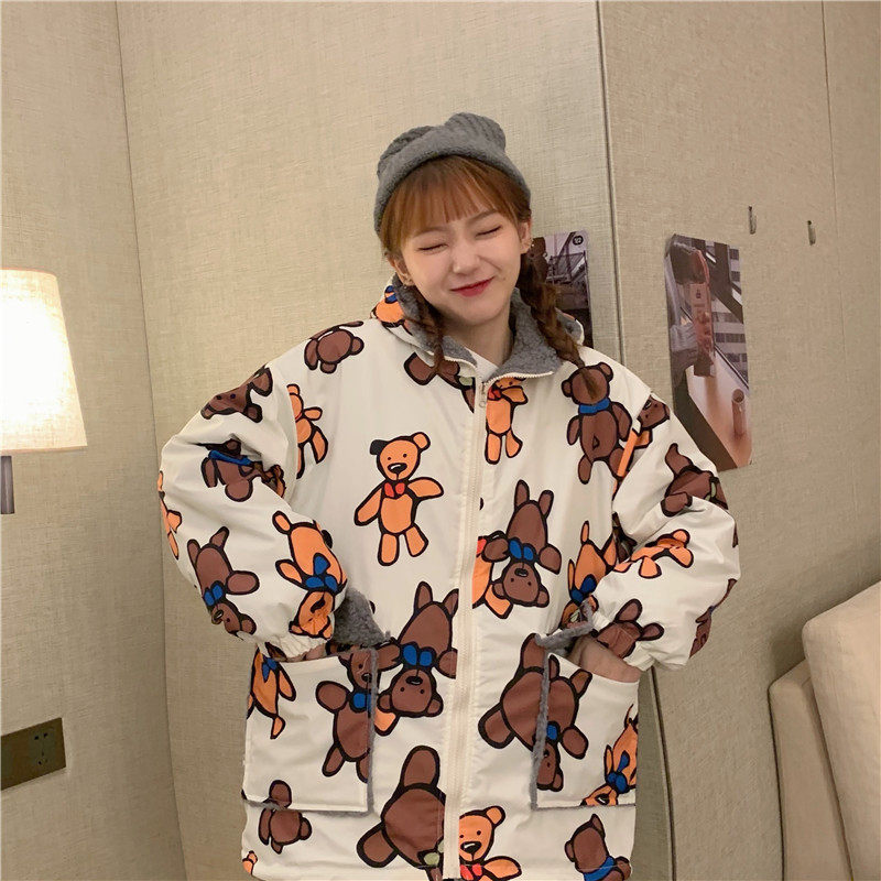 Cute Bear Print Coat Image 4