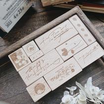 Two raccoons sissi Spring Limited flowers opened postmark text hand account decorative solid wood seal