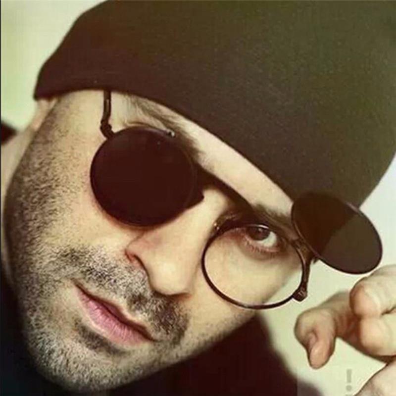 Frame Oversized Retro Flip Glasses Frame 2020 Men's Flat Mirror Double Layer Punk Men's Sun Ultralight Chain Tide