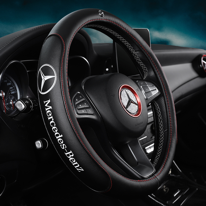Benz Steering Wheel Cover Leather New E Class C Class A C200 E300L E300L GLA200 GLC260L Automotive handlebar sleeve