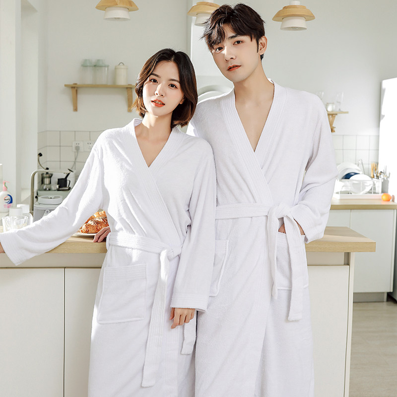 Couple's robe towel bathrobe women's absorbent quick-drying bathrobe hotel White Four Seasons Universal plus size men's pajamas