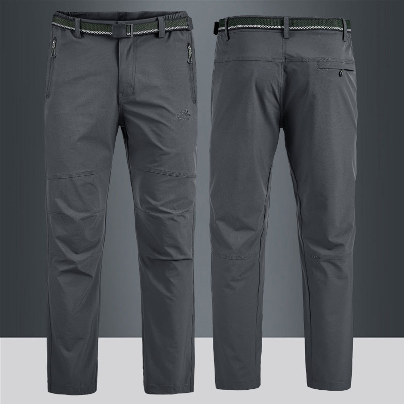Men's Outdoor Quick-Dry Pants for Spring and Summer, Thin, Stretchy, Casual Straight-Leg Loose Fit, Large Size, Hiking Sports Pants, Trendy
