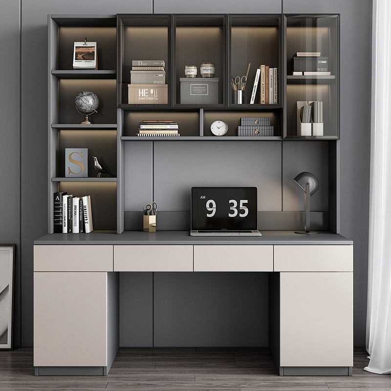 Desk and Bookshelf Integrated Table, Home Computer Desk, Desktop Student Study Table, Light Luxury Office Desk, Work Desk, Writing Desk Desk and Bookshelf Integrated Table, Home Computer Desk, Desktop Student Study Table, Light Luxury Office Desk, Work Desk, Writing Desk