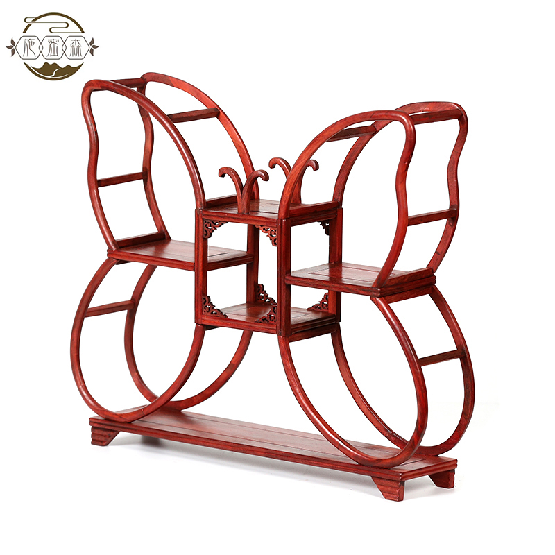 Red Wood Small Bou Ancient Rack Solid Wood Chinese Style Multi-Treasure Cabinet Antique Rack Teapot Tea Set Shelf Shelving shelf