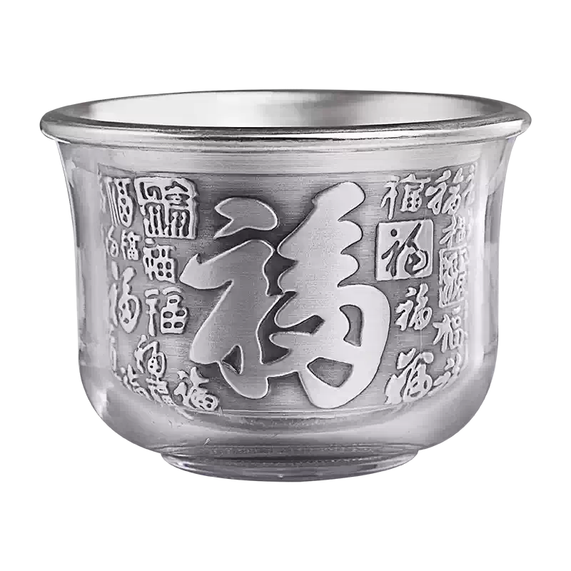 百歲坊純銀茶杯雲南雪花銀質便攜杯送長輩伴手禮選用