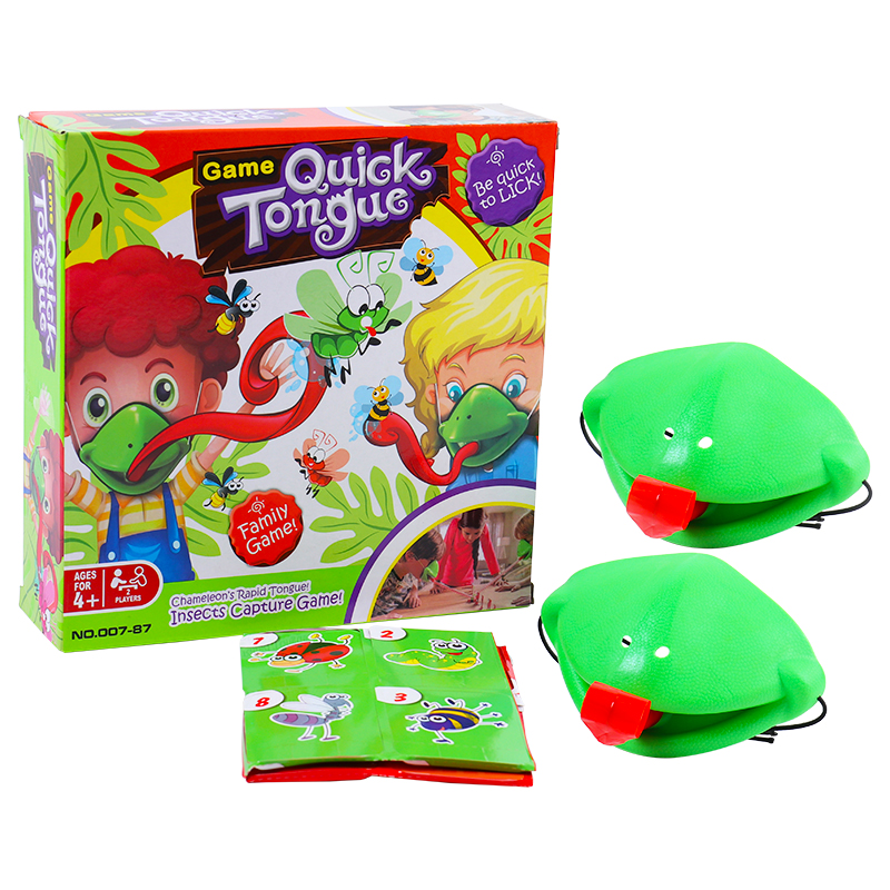 A Set Of Small Color Box + Tongue * 2frog Tongue out children Puzzle Toys lizard tongue Mask multi-function Parenting interaction Double Battle game