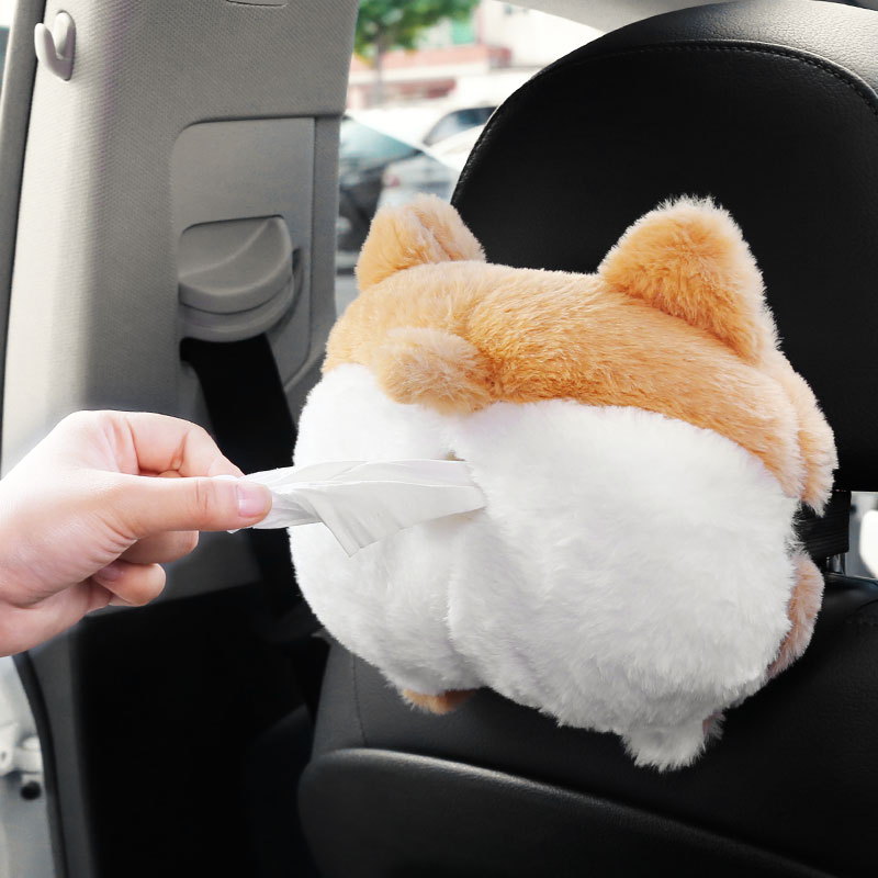 Car hanging tissue box Cute Corgi ass Car decoration Car visor removable toilet paper Car supplies Daquan