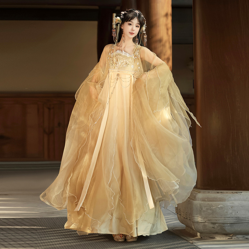 Yunluji Original Chaohe-Style Chest-Length Hanfu for Women, Improved Tang-Style Hezi Skirt, Daily Han Elements, Large-Sleeved Shirt for Spring and Summer