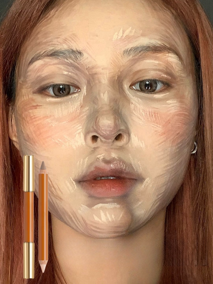 뼈 모양의 아름다움은 제어됩니다! 이중 헤드 컨투어링 펜 페이스 코 그림자와 자연 3 차원 하이라이트 컨투어링 스틱을 밝게합니다.