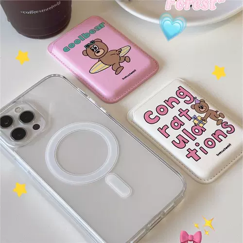 Совместимый картхолдер, полиуретановая барсетка, чехол для телефона, с медвежатами, iphone