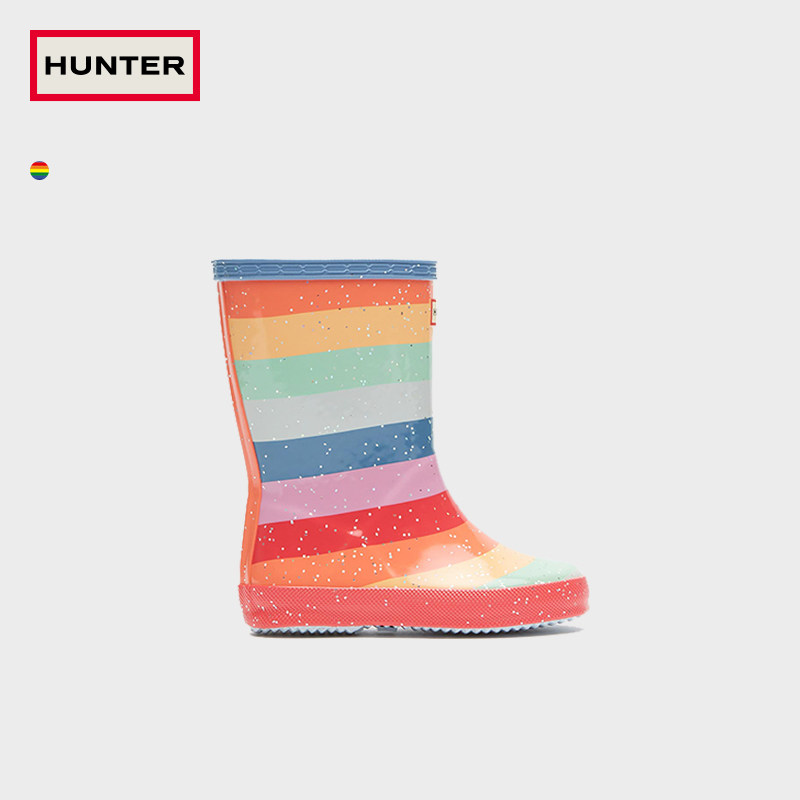 Hunter UK 2022 spring summer new light riding waterproof splash anti-slip rain boots Rainbow light Children rain boots