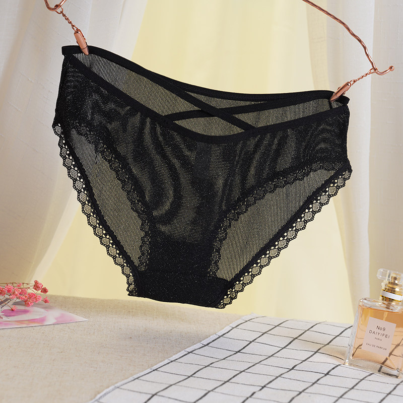 Day Ensemble Comfort Breathable Pants No Marks Rear Cross Strap Fashion Teenage Girl Lace Sexy Big Size Transparent Triangle Pants