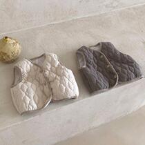 Autumn winter male and female baby horse chia ins Scouts windproof infant retro Korean version double laminated jacket cotton vest jacket