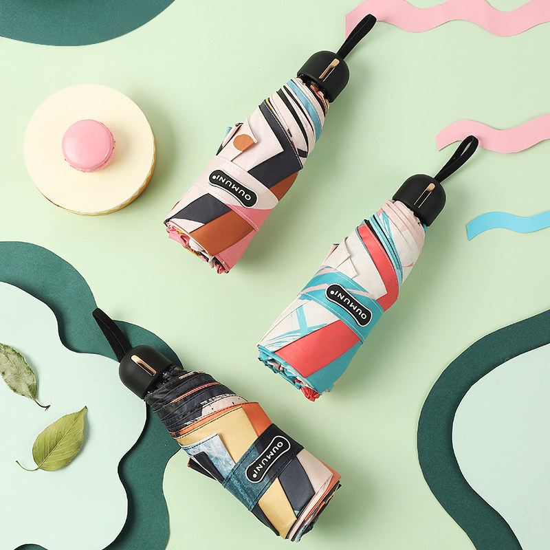 Mini small shading umbrella ultra light small sunscreen umbrella female anti-UV portable pocket clear umbrella dual-use sunshade