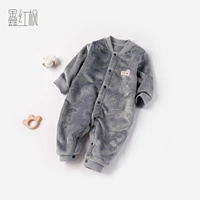 Демисезонный детский коралловый комбинезон для новорожденных, костюм мальчика цветочника для девочек, утепленная фланелевая пижама