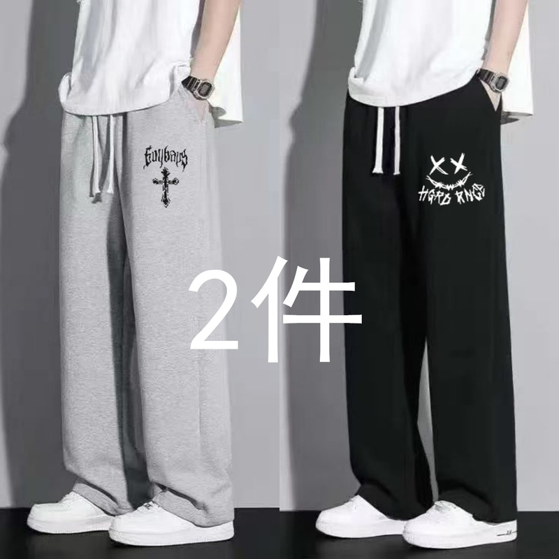 Spring and Summer Straight-Leg Pants for Men, Breathable, Loose, Printed, Trendy, Casual, Versatile, Slimming, Autumn and Winter Long Pants, Sports Student Sweatpants Spring and Summer Straight-Leg Pants for Men, Breathable, Loose, Printed, Trendy, Casual, Versatile, Slimming, Autumn and Winter Long Pants, Sports Student Sweatpants