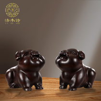 12 Zodiac pig wood carving ornaments Zhaocai office crafts creative solid wood decoration feng shui crafts gifts