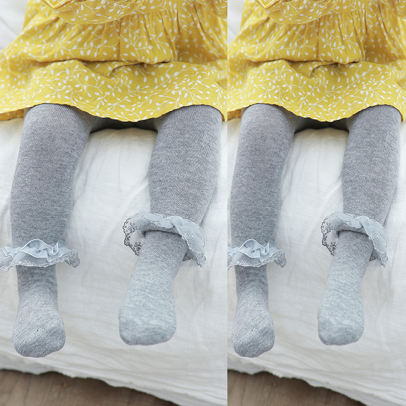 Cô gái mùa xuân và mùa thu lớn pp pantyhose baby baby chân vớ vớ trẻ em ren sàn tay áo 1-2-3 tuổi 5.