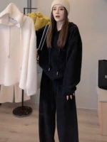 Черный (набор с двумя частями) [костюм с тонким пятном/Маленькие толстые девушки/Созданный по возрасту модный костюм/популярный красивый костюм/корейский костюм/температуру/температура/температура/костюм в стиле богини/обложка/корейский наряд в стиле/костюм в стиле MIU/Explore]]