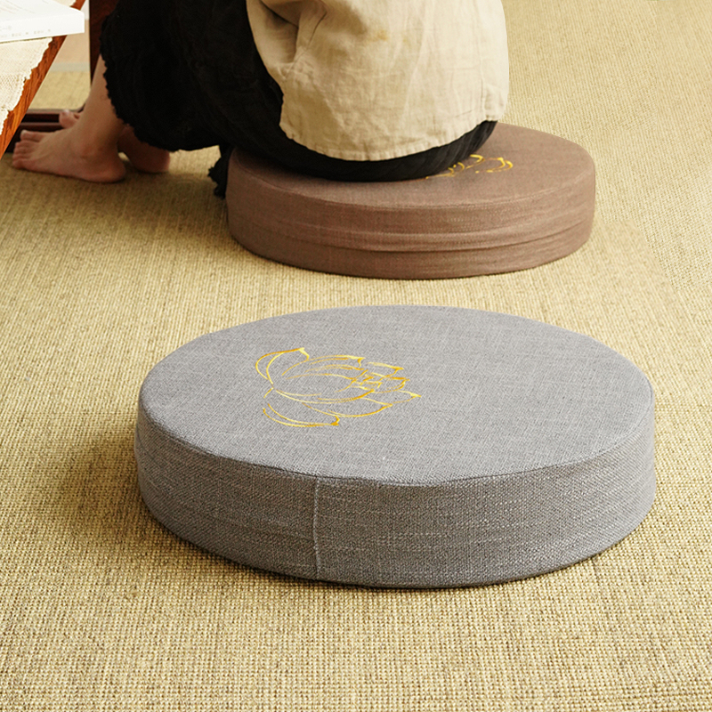 Flax futon tatami bay window fabric cushion ground removable washable cushion meditation mat meditation mat kneeling Buddha mat lotus flower