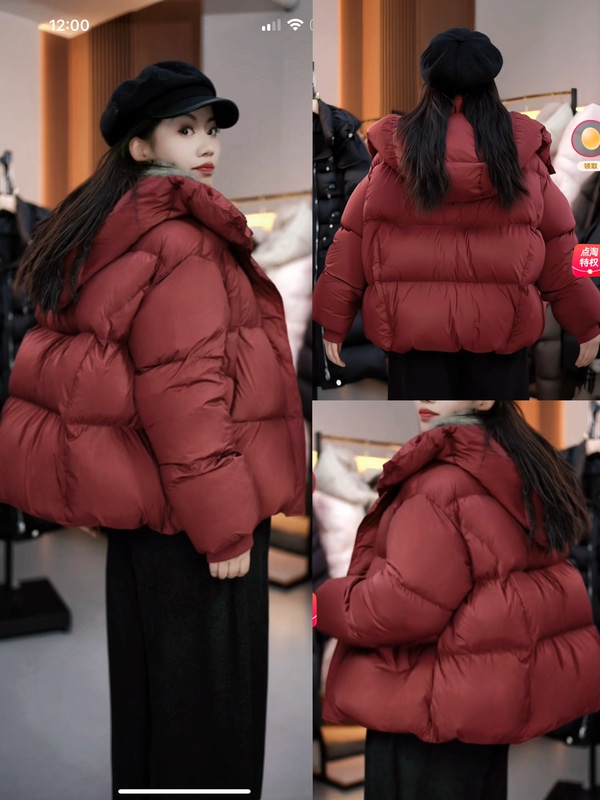 Red Full-Body Down-Filled 90 White Goose down Short down Jacket