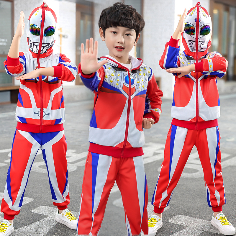 Children's clothing boys 2022 new ultraman pattern clothes autumn tide style children's leisure sports thick cotton suit