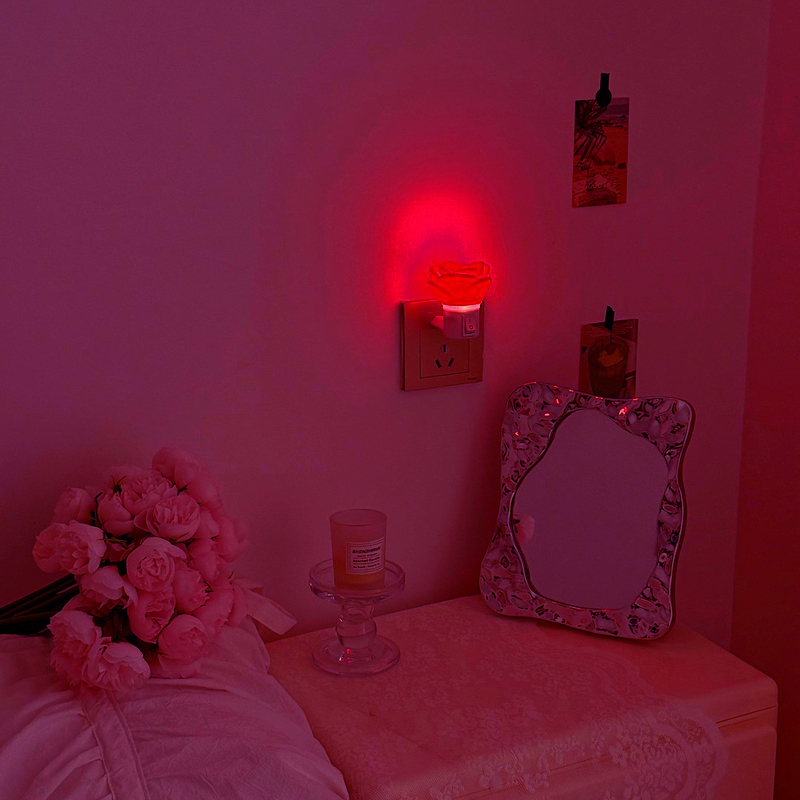 Red Plug-In Rose Night Light Led Energy-Saving Wedding Celebration New Home Prosperity Bedside Lamp Bedroom Romantic Atmosphere Light