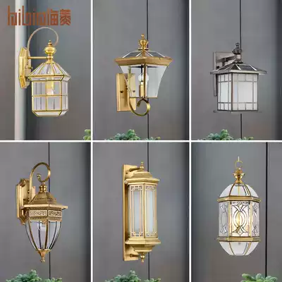 Hailing Chinese outdoor wall lights all copper outdoor garden lights aisle balcony waterproof door lights creative stair lights