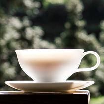 Defied Goat Grease Jade White Porcelain China Day Style Lakflower Upscale High Face Value Coffee Cup With Disc Suit-style cup