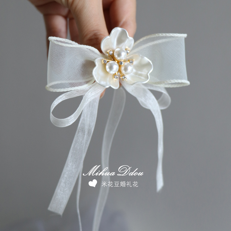 Romantic French Wrist Jewelry Bride Wedding Wrist Flowers Bridesmaids Sisters Band Student Dancing Activities Hand Flowers