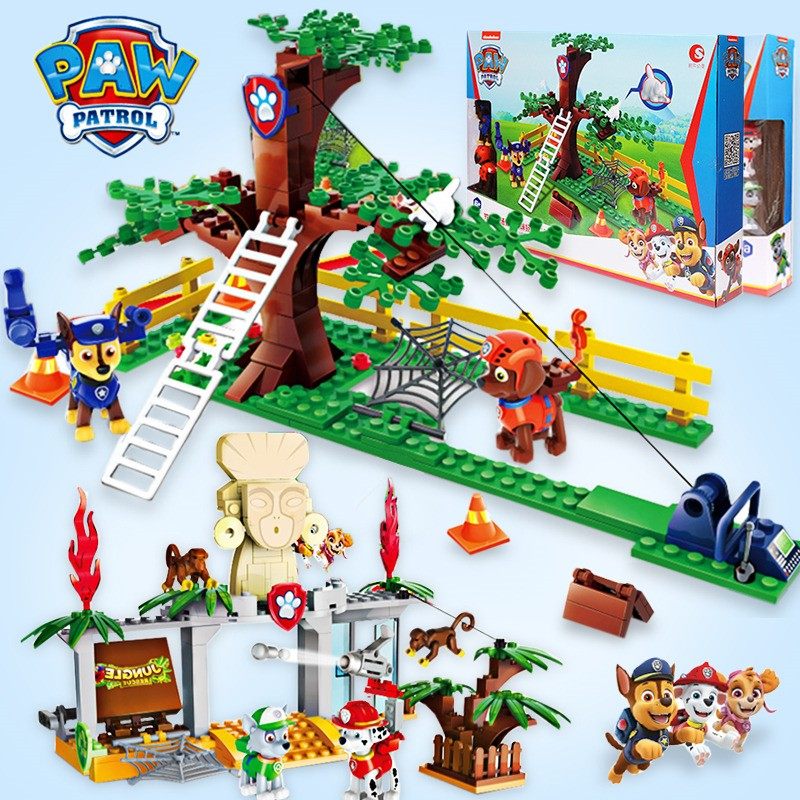 Wang Wang Team Standout Toy Achi Power Dog Headquarters Ground Down Garage Full Suit Wanwang Team Children Building Blocks