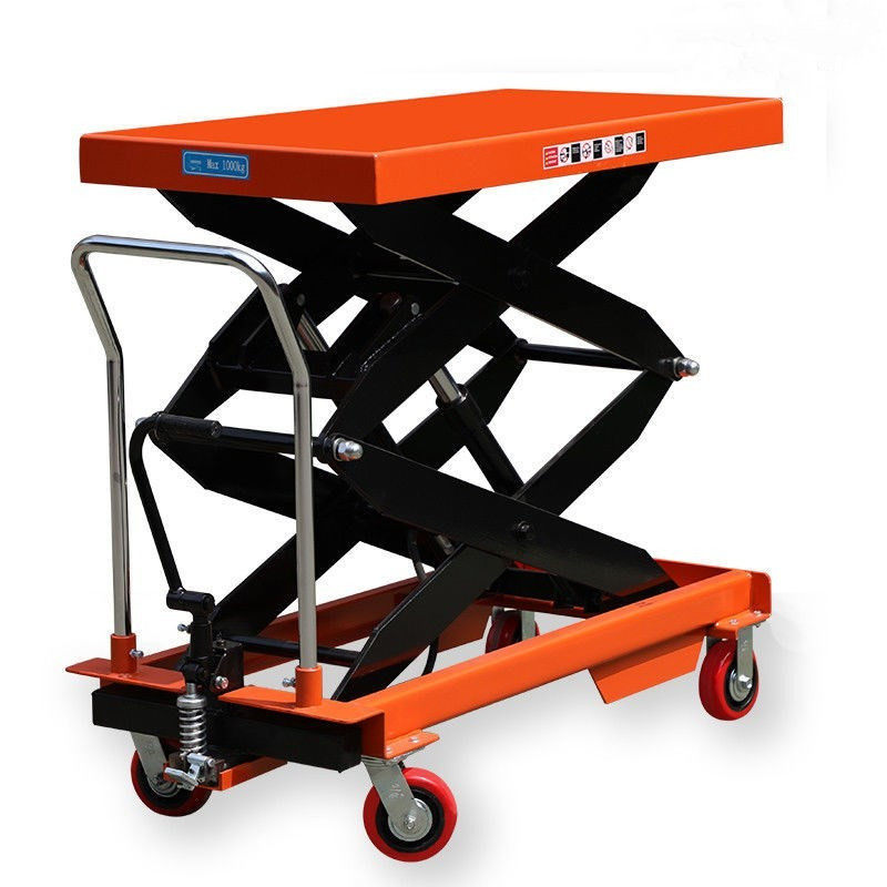 Manual hydraulic lift platform trolley mold platform car mobile lift scissor-type small flat car