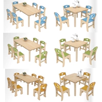 Столы с твердым деревом многослойной панели и стулья цветные замечания.