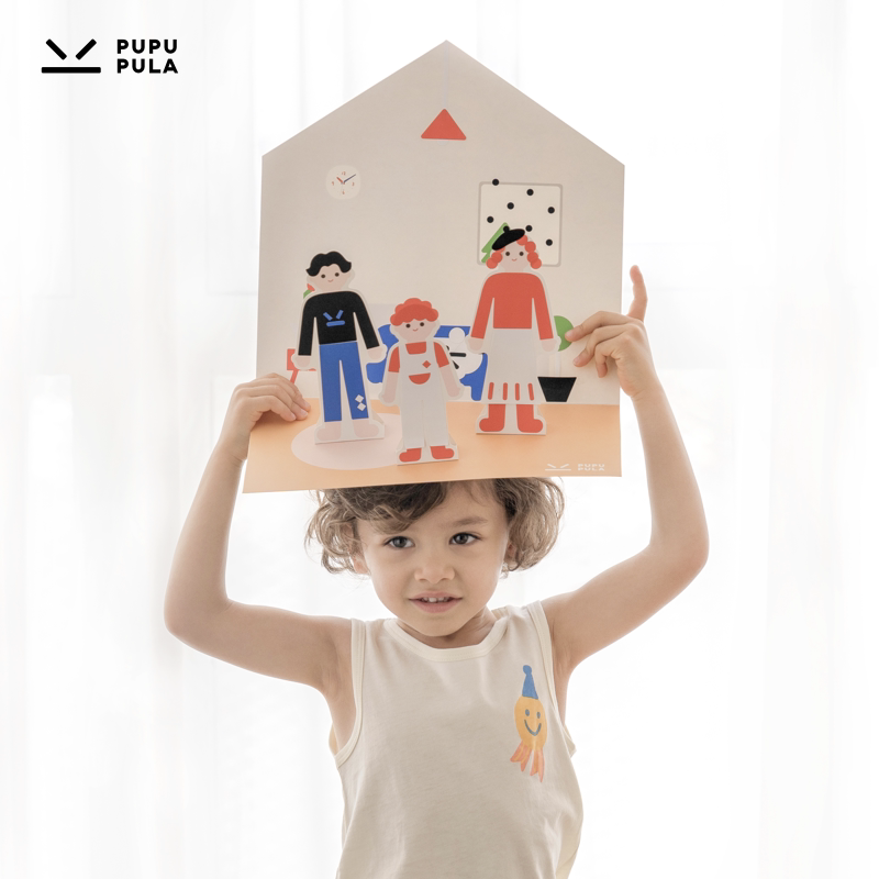 PUPUPULA family portrait stickers creative diy cartoon puzzle three-dimensional paste paper baby educational toys