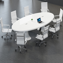 Yuyan conference table simple modern white paint conference room Oval multifunctional negotiation table and chair combination creativity