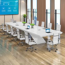 Yuyan furniture conference table long table simple modern large white paint table and chair combination negotiation room reception table