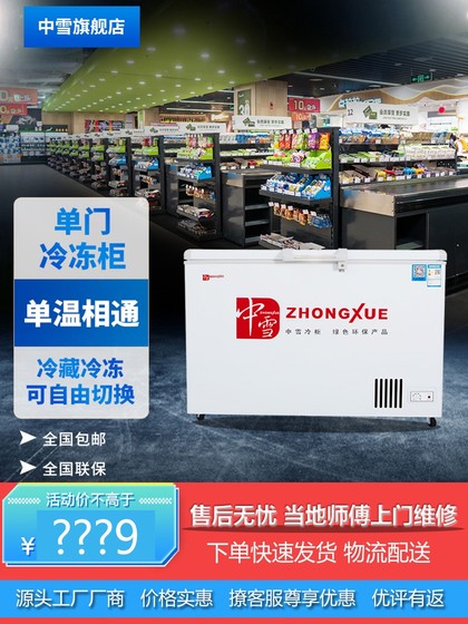 中雪卧式商用冰箱肉类冷冻柜冰柜冷藏冷柜单温速冻大容量双门急冻