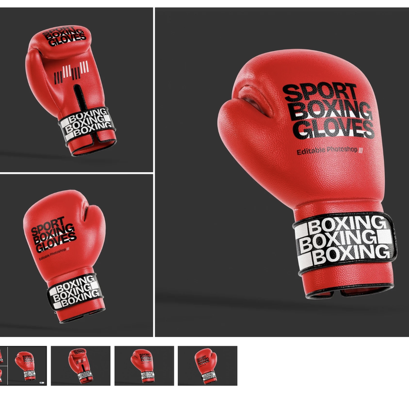 Red Boxing Gloves Sports Fitness Fighting Muay Thai Sanda Sports Brand Design Vi Smart Texture Ps Mockup
