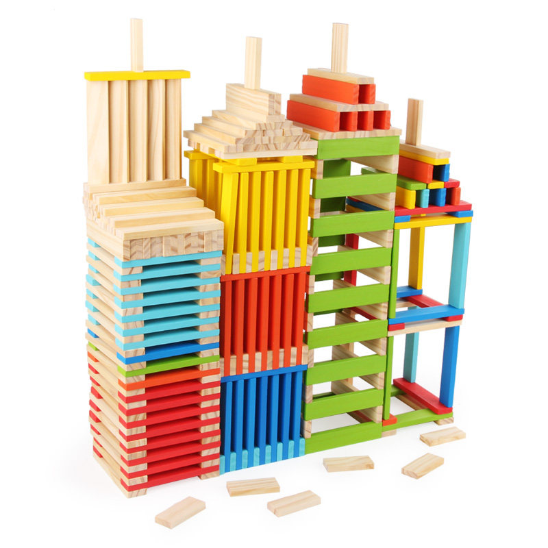 Children's building sticks pure wood strips wood chip building blocks Tazhi Li to develop 1-3-6-year-old boy to build Puzzle Toys 4