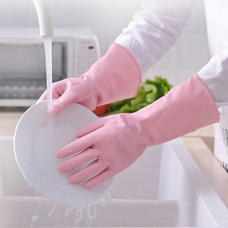 Dishwashing Gloves Women Kitchenette Home Plus Suede Thickened Rubber Laundry Waterproof Latex Durable Winter Armguard Cover