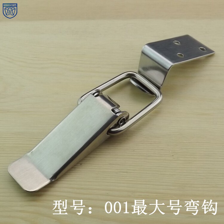 Stainless Steel 001 Bent Hook Case with wooden case Wooden Case catch straight hooked lock buckle 90 degrees Mount Luggage Spring Buckle