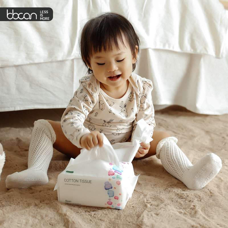 BBCAN baby cotton soft towel Wet and dry dual-use non-wet tissue Pure cotton thickened newborn baby special 100*3 packs