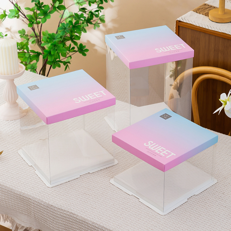 Factory Direct Sale of 50 Sets of Transparent Birthday Cake Boxes, Large 6, 8, 10, 12inch Inch, and Tall Cake Boxes