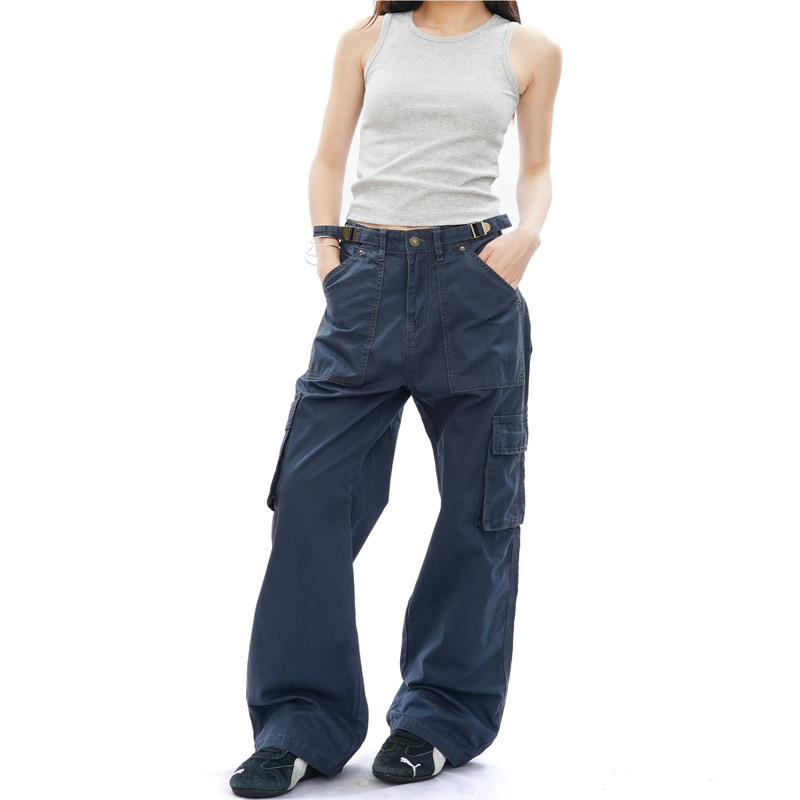 S3T5 American-Style Washed Multi-Pocket Cargo Pants for Men and Women, New Street Style Retro Straight Loose Paratrooper Casual Pants
