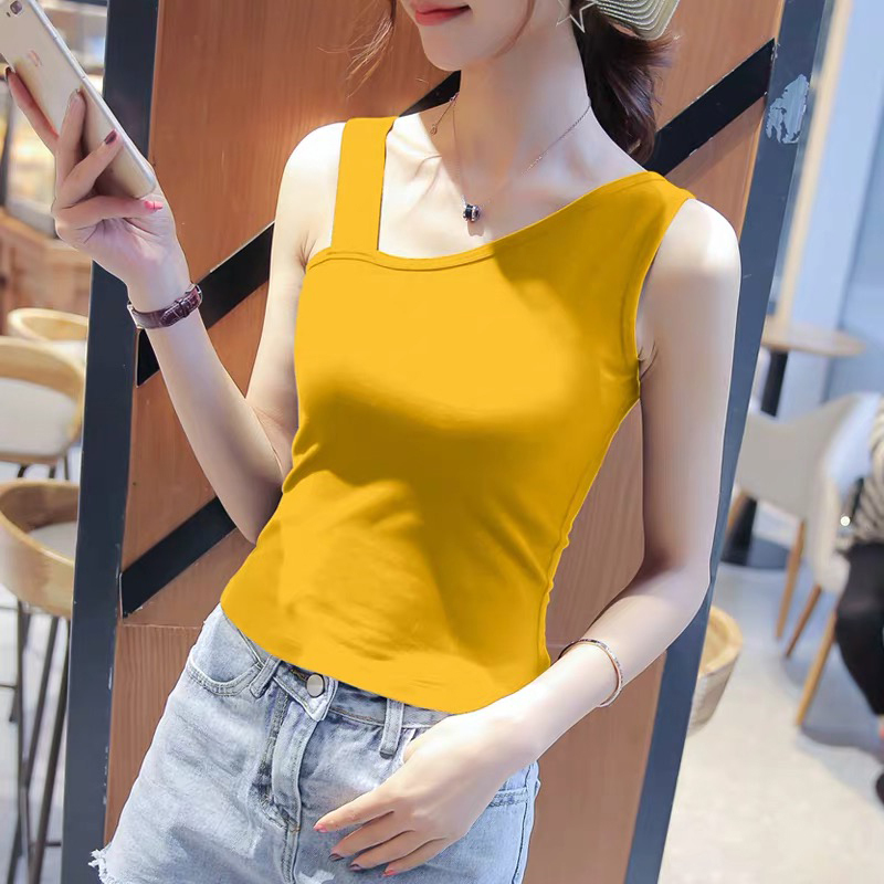 Trendy Off-Shoulder Yellow Camisole for Women, 2026 Hyuna Style, Unique Design, Niche Fashion