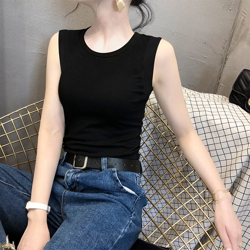 Modal Camisole for Women 2026 Summer New Black Round Neck Sleeveless Outerwear Ice Silk Base Top Trendy