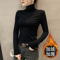 Двусторонний бархатный осенний приятный телу флисовый лонгслив, черное термобелье, в западном стиле