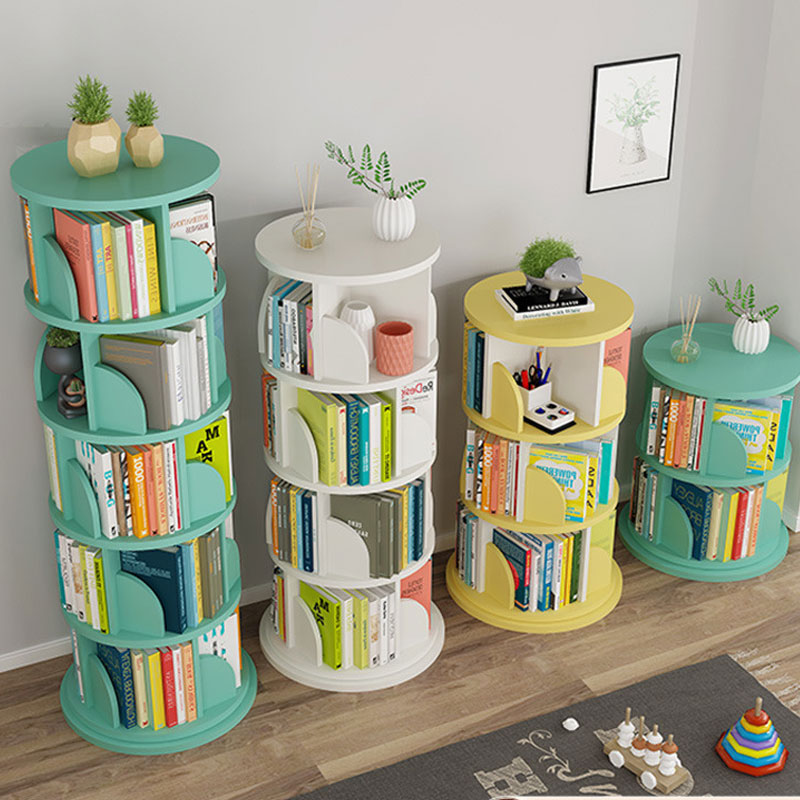 Rotating bookshelf on floor 360-degree minimalist children's baby containing painted shelves Home Easy student bookcase