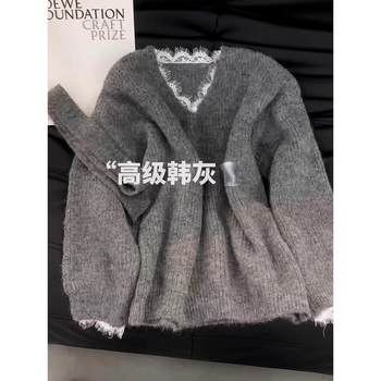 2025 new korean style super good-looking and fashionable high-end v-neck sweaters and sweaters for women 2024 autumn and winter new styles