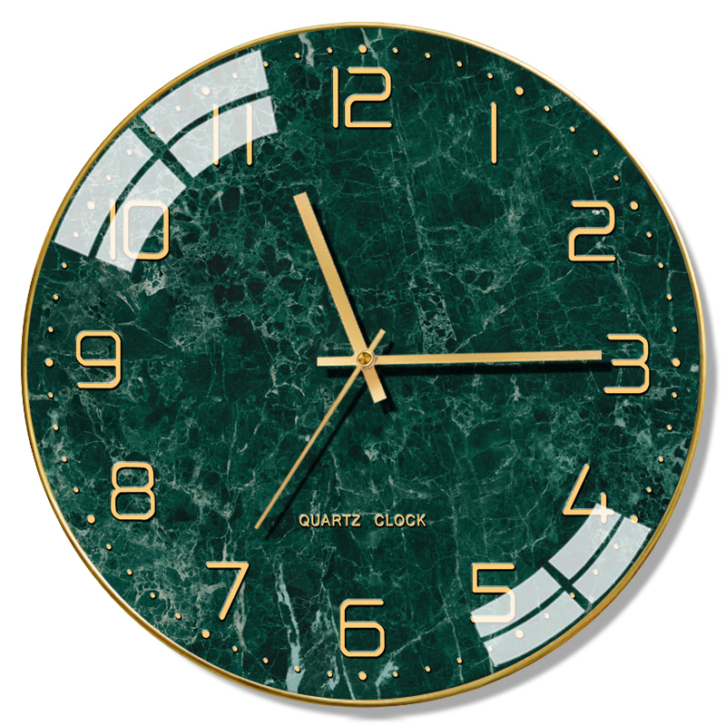 Marble Nordic modern silent wall clock living room watch home clock creative fashion simple atmosphere light luxury wall clock